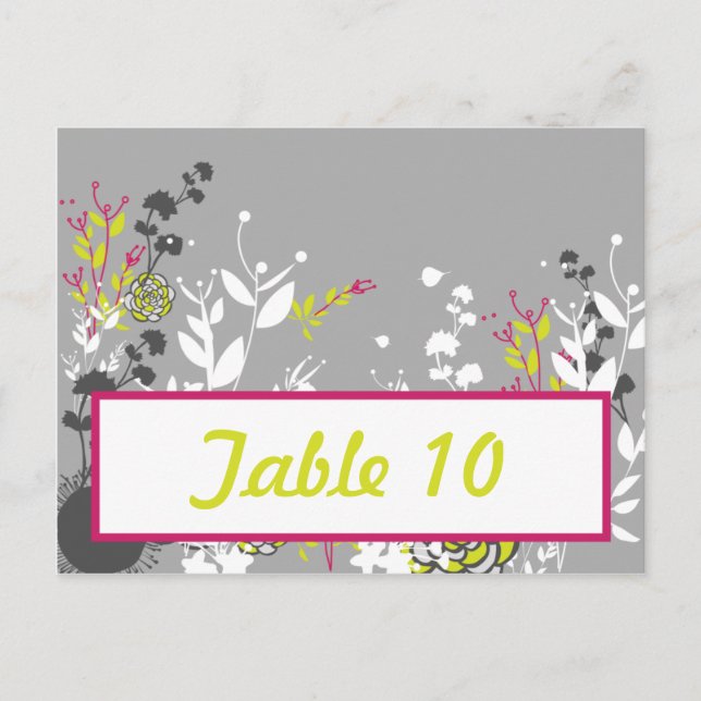 Writable Place Card Lime Green/Hot Pink Flower Flo (Front)