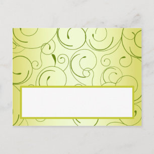 Writable Place Card Lime Green Pear Swirls
