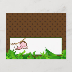 Writable Place Card Monkey Swing Jungle Safari Zoo