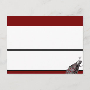 Writable Place Card Peacock Red Black White