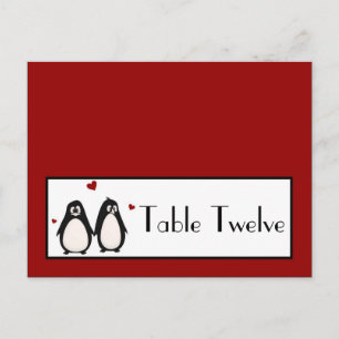 Writable Place Card Penguin Love Couple Mate for