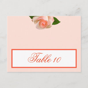 Writable Place Card Pink/Peach Rose with Leaves Fl