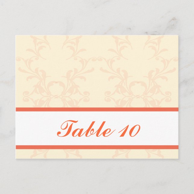 Writable Place Card Pinkish/Peach Formal Scrolls E (Front)