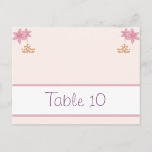 Writable Place Card Purple Pink Lantern/Flowers As