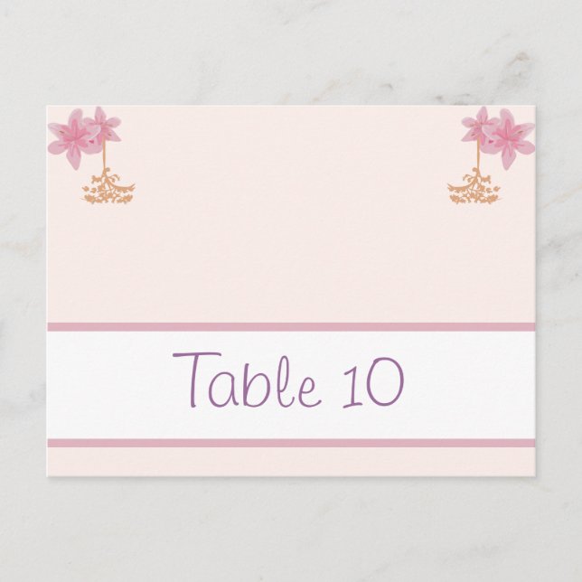 Writable Place Card Purple Pink Lantern/Flowers As (Front)