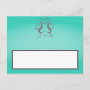 Writable Place Card Seahorse Anchor Turquoise Beac