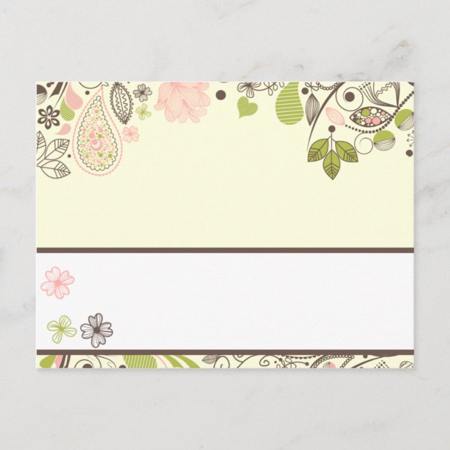 Writable Place Card Spring Pink/Green Floral (Front)