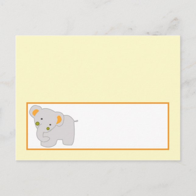 Writable Place Card Tropical Punch Elephant Hippo (Front)
