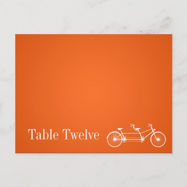 Writable Place Card Whimsical Orange Double Bike (Front)