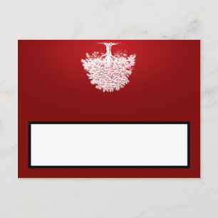 Writable Place Card White Tree Red Black Stripes