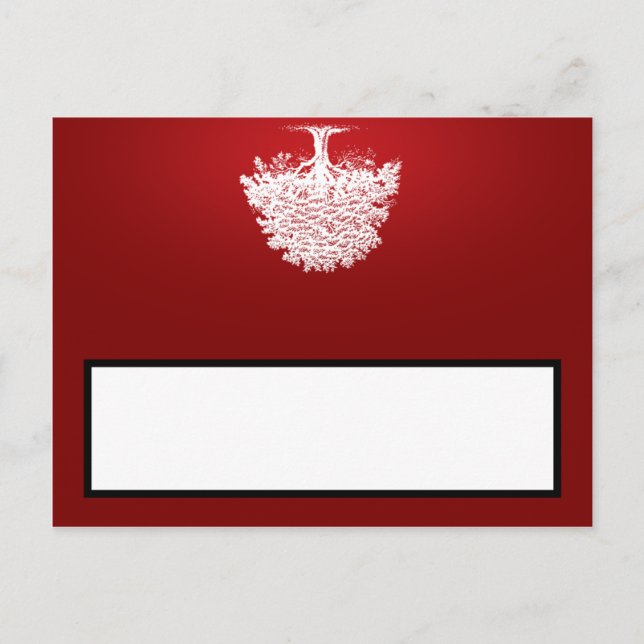 Writable Place Card White Tree Red Black Stripes (Front)