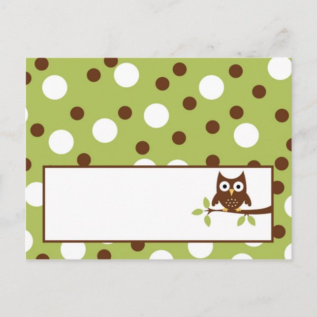 Writable Place Card Woodland Friends Owl (Front)