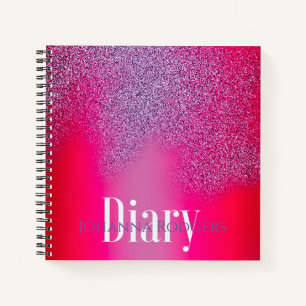 Write in festive bright pink: customisable diary notebook
