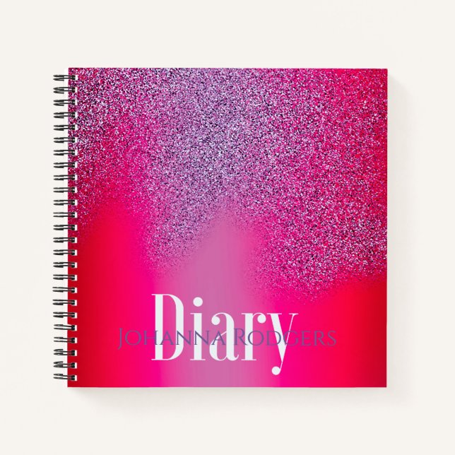 Write in festive bright pink: customisable  diary notebook (Front)