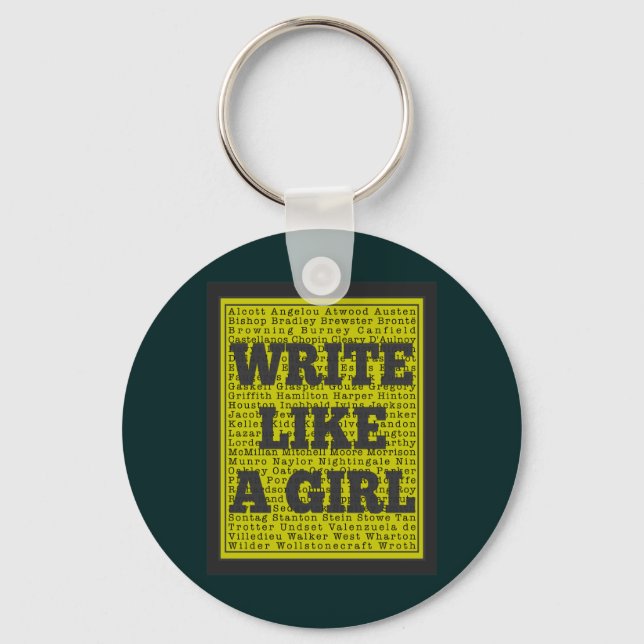 Write Like a Girl Charcoal Key Ring (Front)