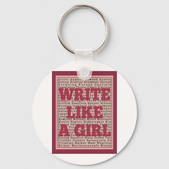 Write Like a Girl Lipstick Key Ring (Front)