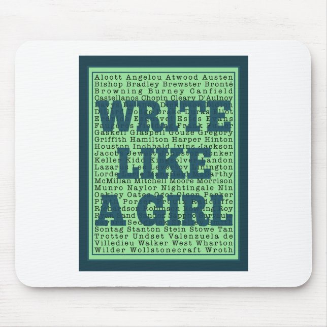 Write Like a Girl Peacock Mouse Pad (Front)