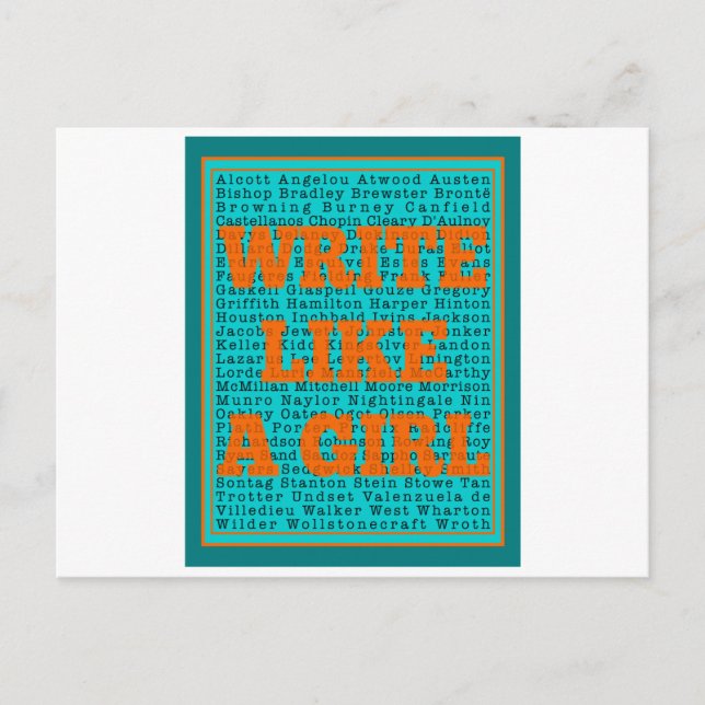 Write Like a Girl Teal Postcard (Front)