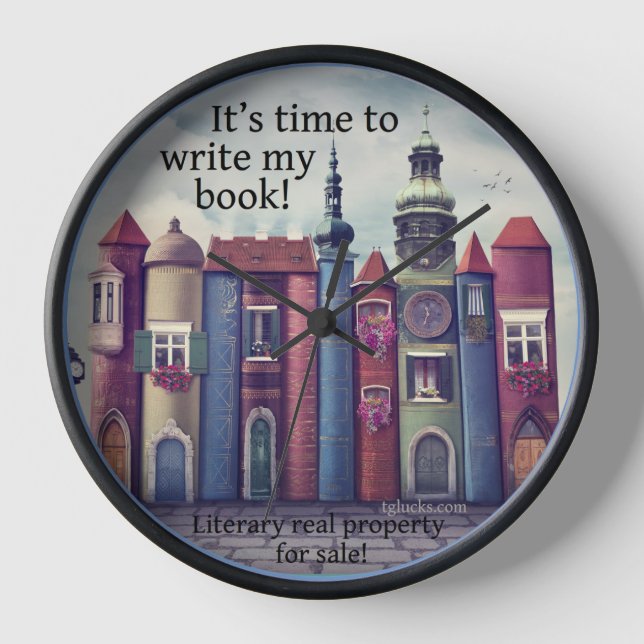 WRITE MY BOOK BUILDING WALL CLOCK (Front)