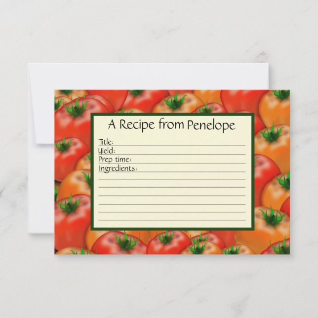 Write on Recipe Card Juicy Tomato Pattern (Front)