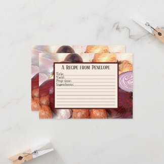 Write on Recipe Card Onions with Garlic and Name 