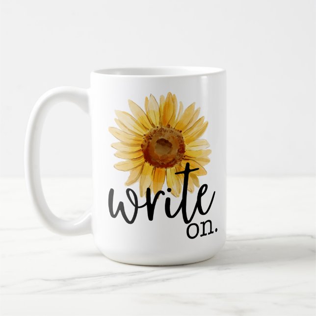 Write On (with Sunflower) Coffee Mug (Left)