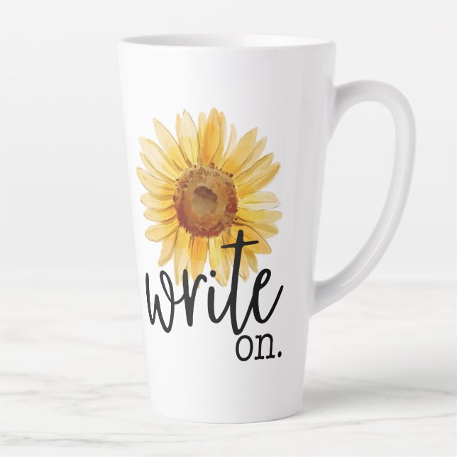 Write On (with Sunflower) Latte Mug (Right)