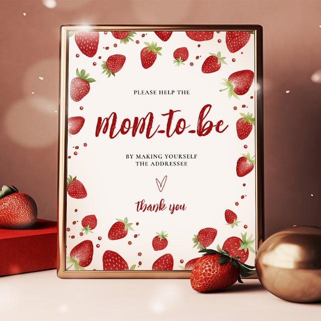 Write Your Address Strawberry Baby Shower Sign (Creator Uploaded)