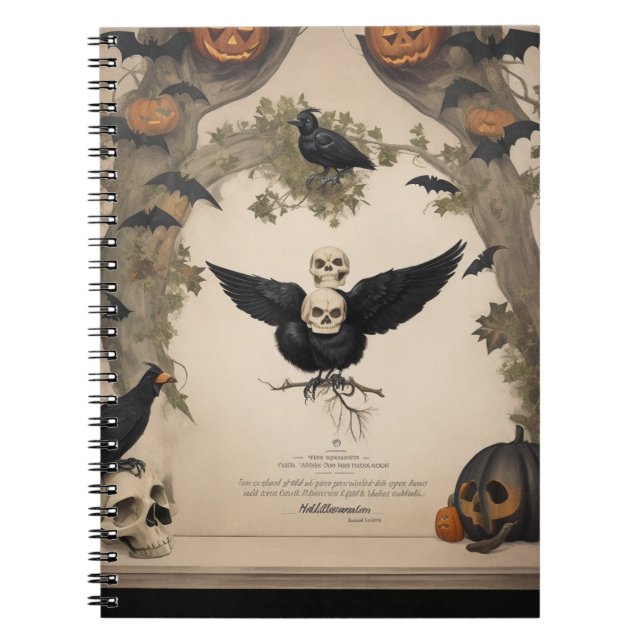 Write Your Ghost Stories in Style with Crow /skull Notebook (Front)