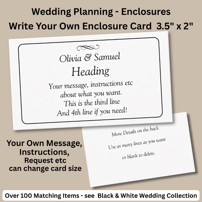 Write Your Own Enclosure Card, Black White  Card (Creator Uploaded)