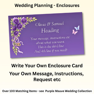 Write Your Own Enclosure Card, Purple Mauve Floral Card