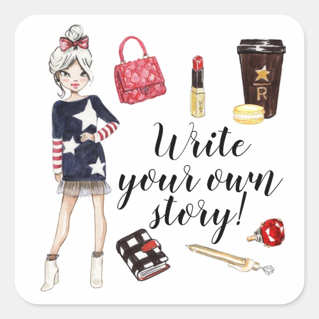write your own story! Planner addict quote sticker (Front)