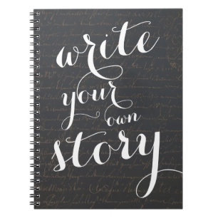 Write Your Own Story Vintage Black Parchment Notebook