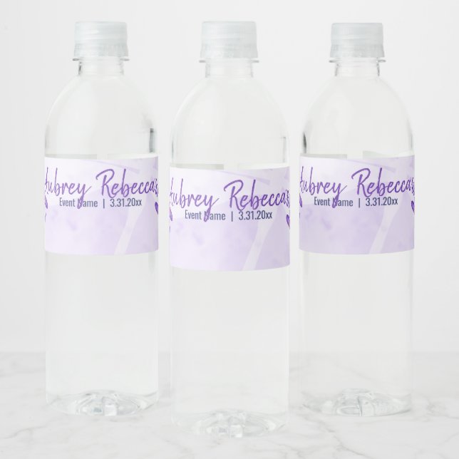 Writeable Purple Dragonfly Water Bottle Labels (Bottles)