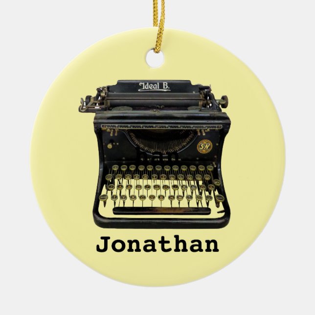 Writer Antique Typewriter Design Ceramic Ornament (Front)