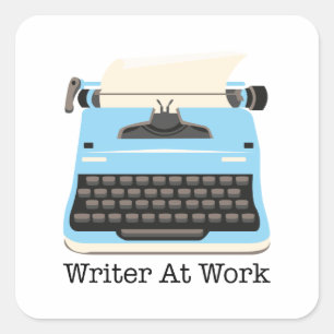 Writer At Work Square Sticker