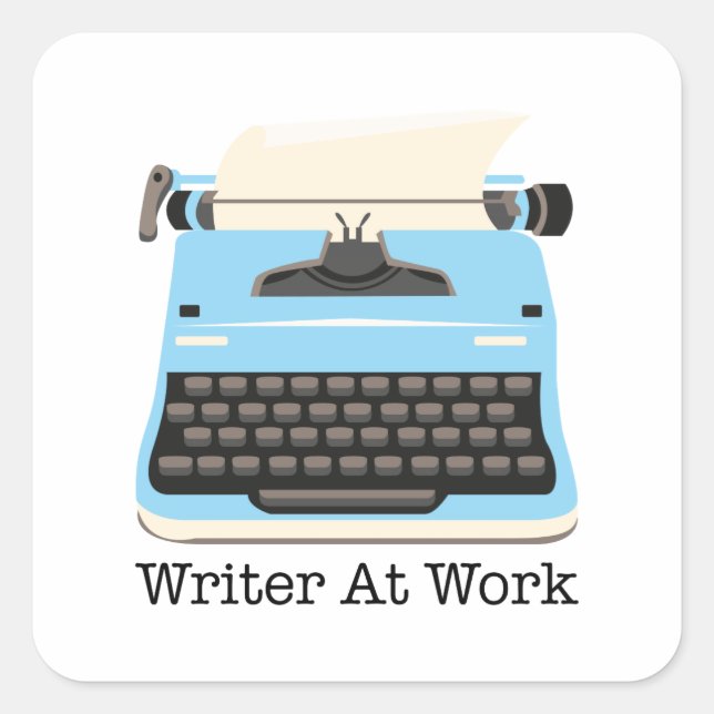 Writer At Work Square Sticker (Front)