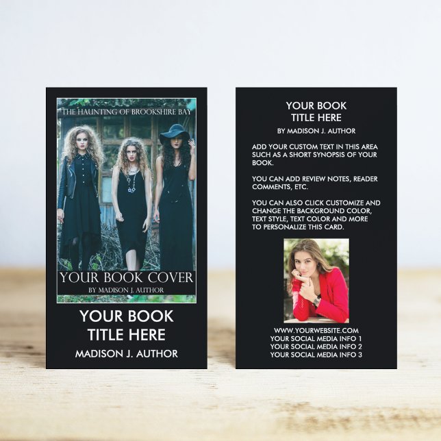 Writer Author Book Cover | Author Photo Back Business Card (Customize to change text size, style, background color and more.)