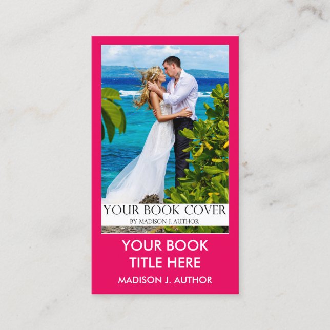 Writer Author Book Cover Hot Pink or Pick Colour Business Card (Front)