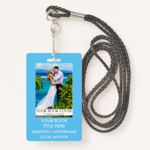 Writer Author Book Cover - Lt Blue or Pick Colour ID Badge
