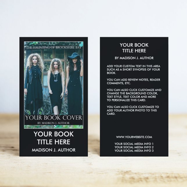 Writer Author Book Cover Promotion Business Card (Customize to change text size, style, background color and more.)