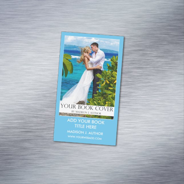 Writer Author Book Promotion Light Blue Magnetic Business Card (In Situ)