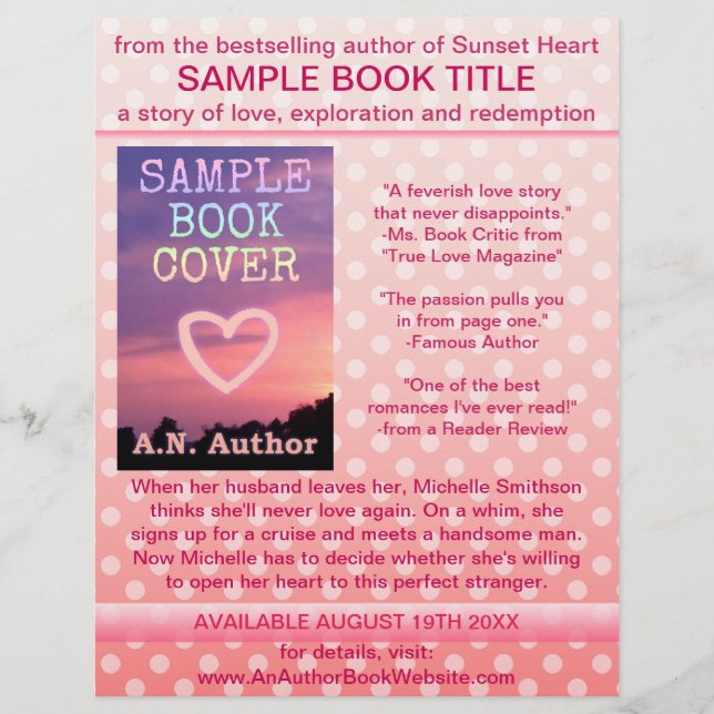 Writer Author Book Promotion Pink White Polka Dot Flyer (Front)