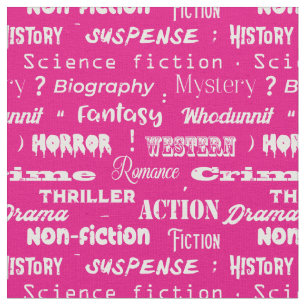 Writer Author Book Reader Pink White Pattern Fabric