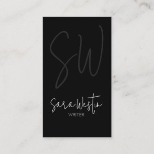 Writer Author Cursive Monogram Business Card
