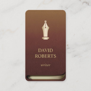 Writer Author Gold Pen Logo Professional Book Business Card
