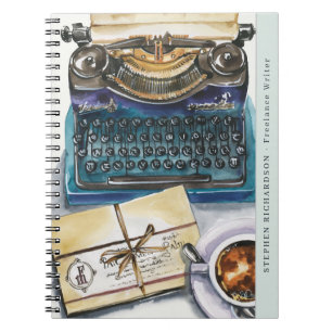 Writer Author Journalist Watercolor Monogram Notebook