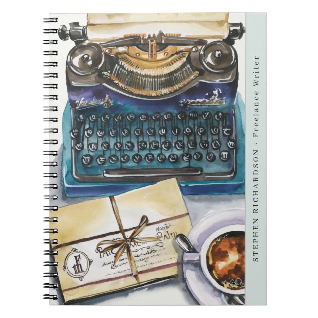 Writer Author Journalist Watercolor Monogram Notebook (Front)