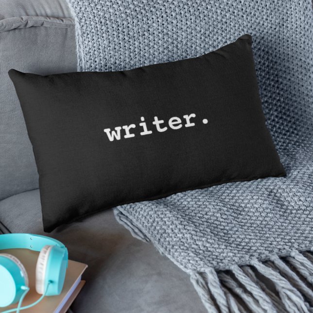 Writer Black Lumbar Cushion (Customize to change text size, style or color.)