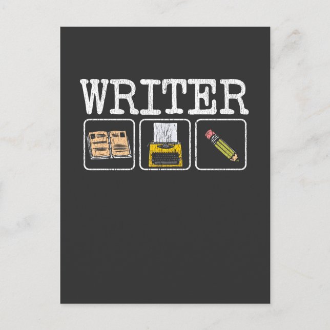Writer Book Typewriter Pencil Author Literature Postcard (Front)